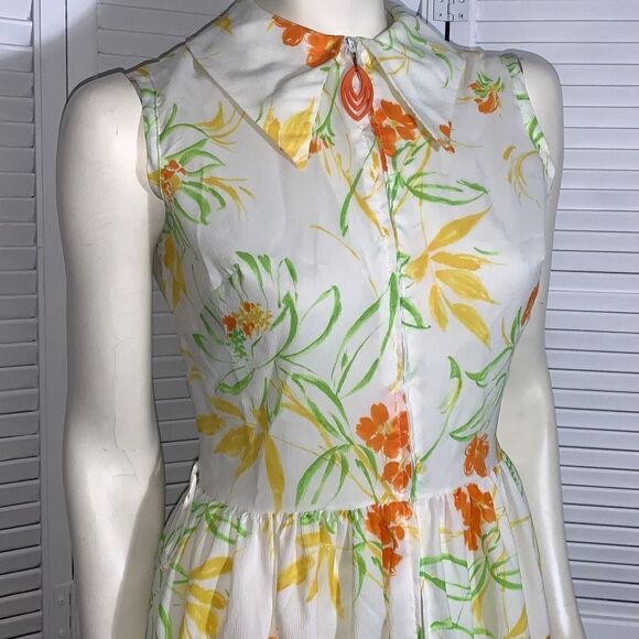 Vintage Carol Brent Yellow Floral Dress Women’s Size 14 - Picture 3 of 16